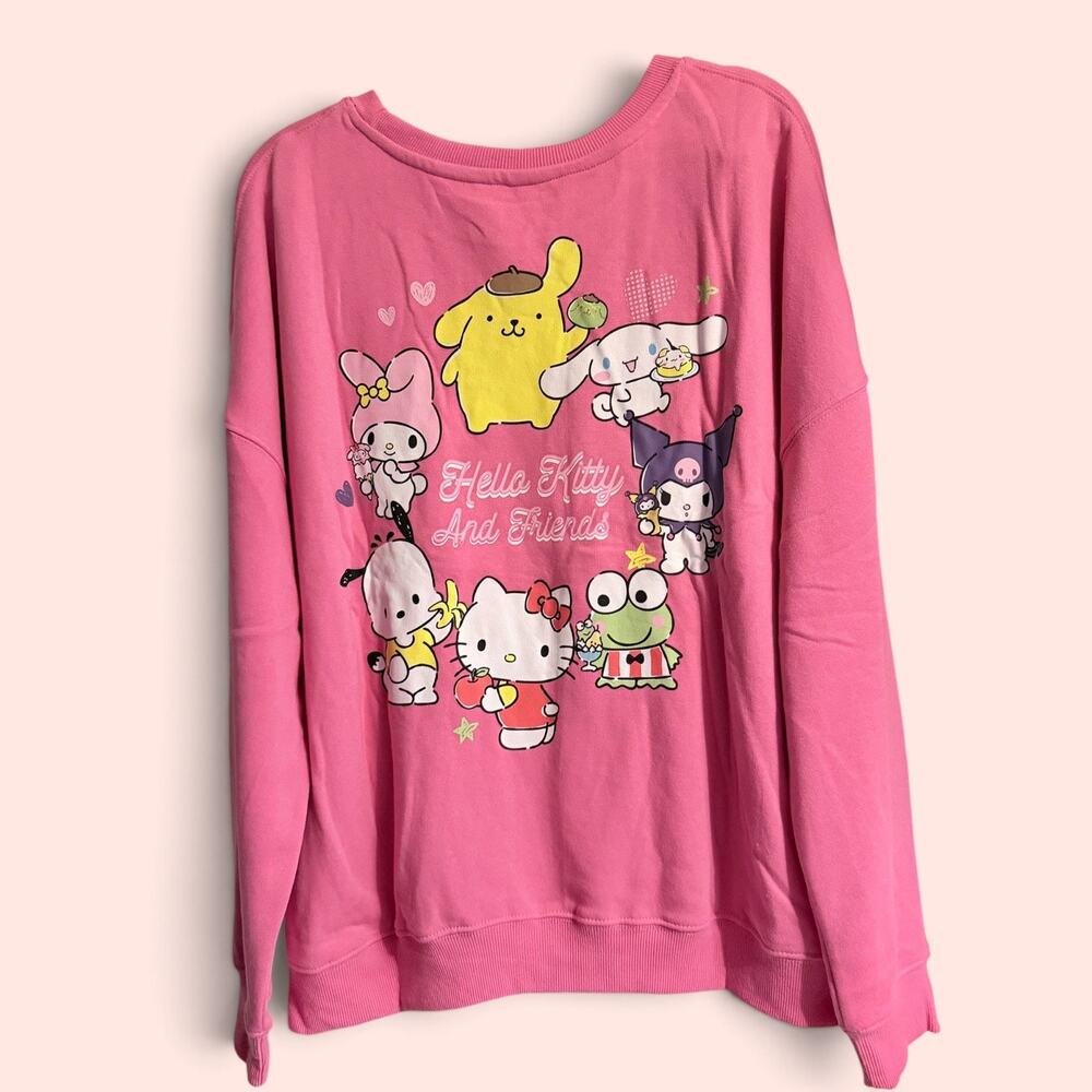 Hello Kitty and Friends Women's Graphic Fleece Crewneck Sweatshirt Pink XL